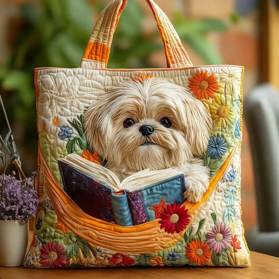 Torba Artisanal - Shih Tzu, Książki i Kwiaty