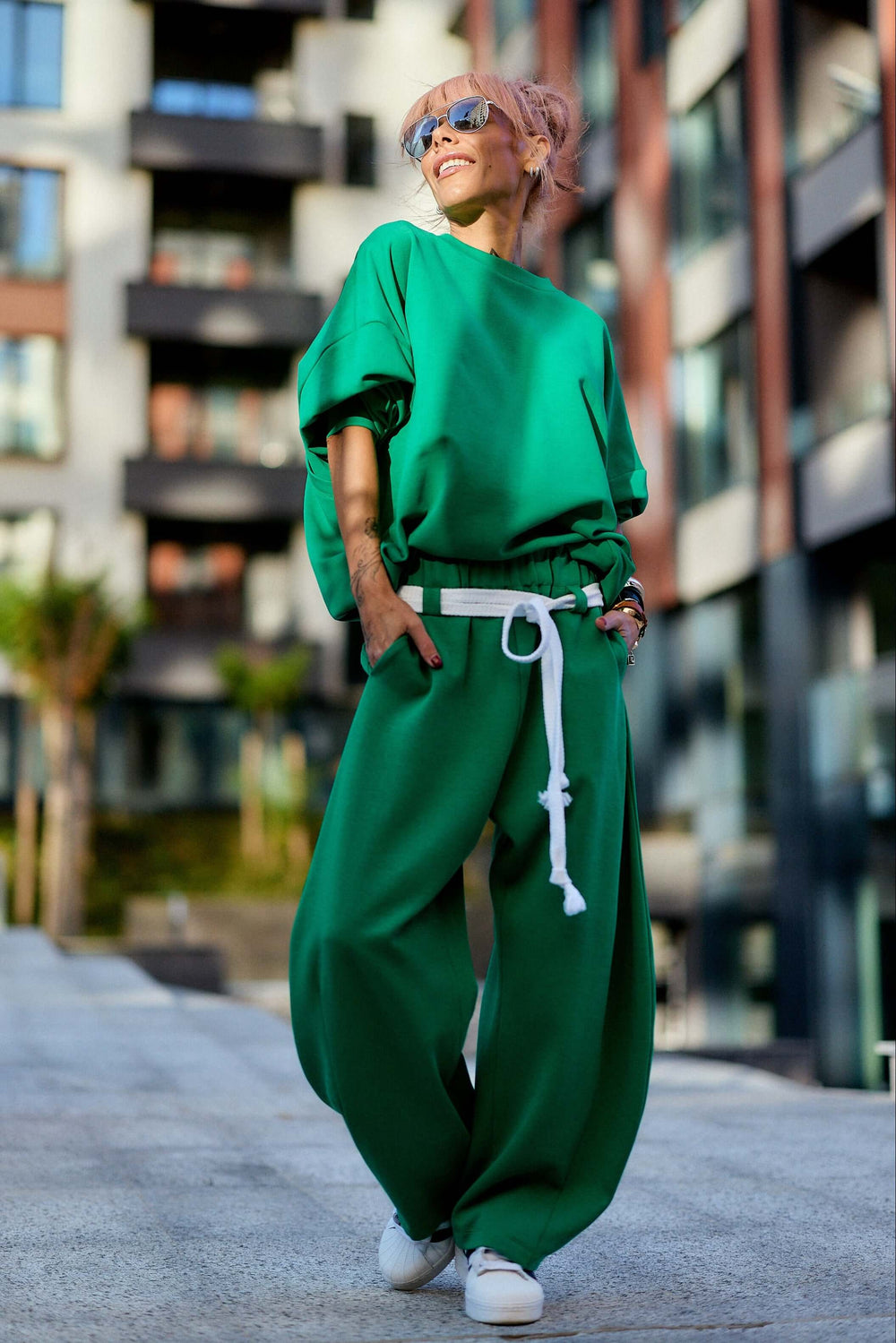 Guastalla™ | Zielony komplet oversize z bluzą i spodniami