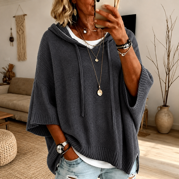 Camille – Grafitowy sweter ponczo