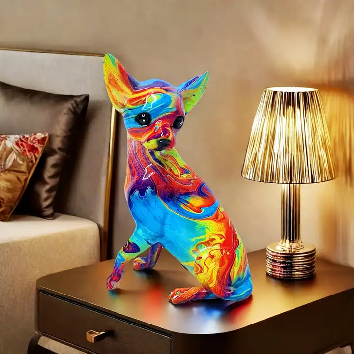 Barwna lampa stołowa chihuahua z żywicy